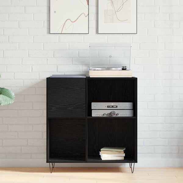 vidaXL Record Cabinet Black Oak 85 x 38 x 89 cm Engineered Wood