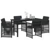vidaXL Garden Dining Set 5 pcs Black Poly Rattan