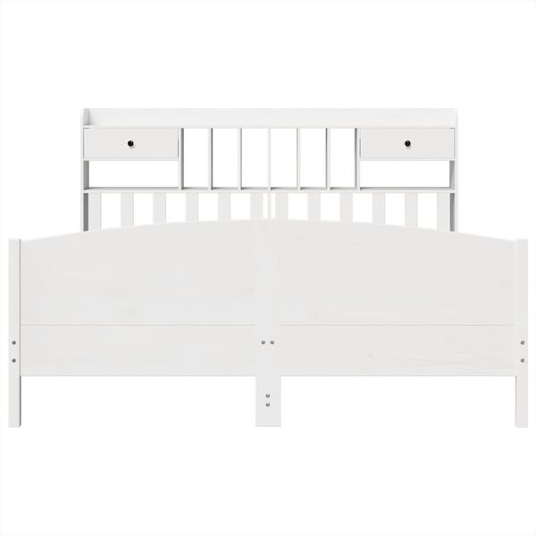 vidaXL Bookcase Bed without Mattress White 180x200 cm Super King Solid Wood Pine