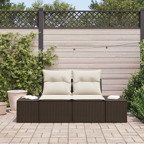 vidaXL Garden Sofa Brown 123 x 62 x 69cm Poly Rattan