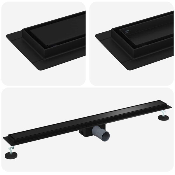 vidaXL 2 in 1 Shower Drain Black 100 cm Stainless Steel 304