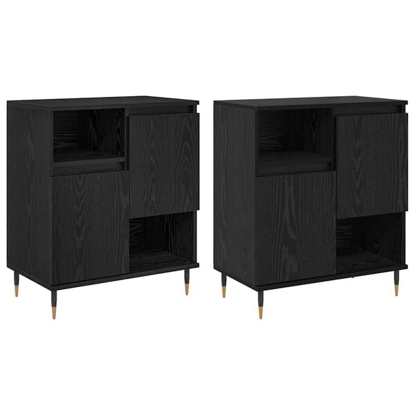 vidaXL Sideboards 2 pcs Black oak 120 x 35 x 70 cm Engineered wood