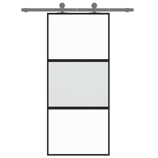vidaXL Sliding Door Black 90x205 cm Tempered Glass and Aluminium