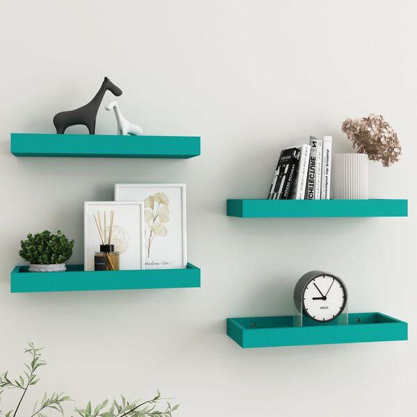 vidaXL Loggia Wall Shelves 4 pcs Blue 40x15x4 cm MDF