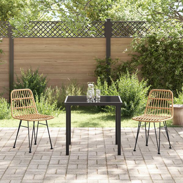 vidaXL Garden Dining Set 3 pcs Brown Powder-Coated Steel