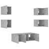 vidaXL 6 Piece TV Wall Units with LED Concrete Grey Engineered Wood