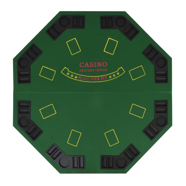 vidaXL 8-Player Folding Poker Tabletop 2 Fold Octagonal Green