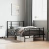 vidaXL Metal Bed Frame without Mattress with Footboard Black 100x190cm