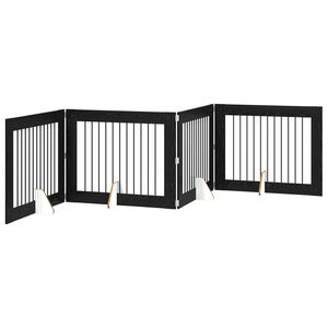 vidaXL Foldable Dog Gate with Stands 4 pcs Black Oak 401 cm