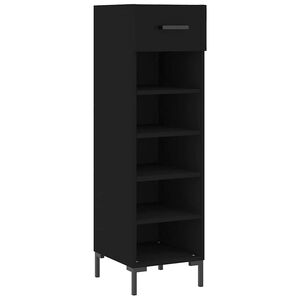 vidaXL Shoe Cabinet Black 30x35x105 cm Engineered Wood