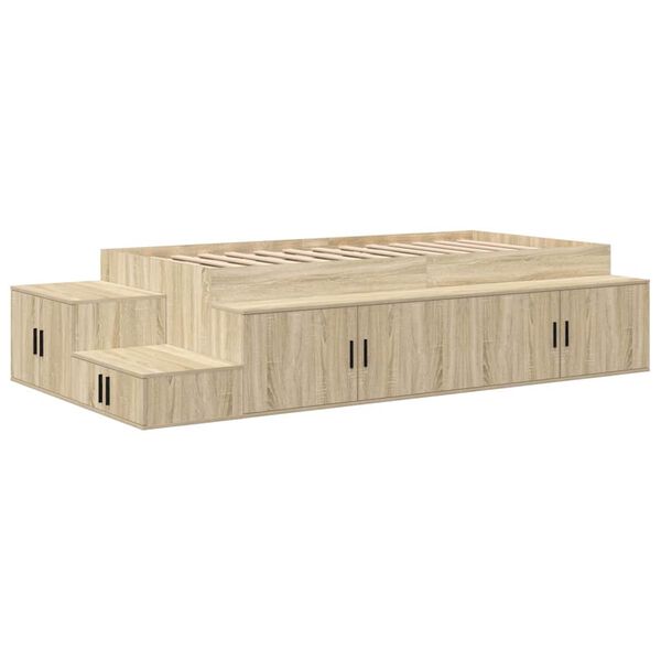 vidaXL Storage Bed Frame with Storage Sonoma Oak 75 cm Engineered Wood