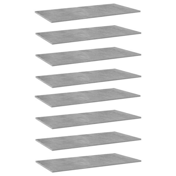 vidaXL Bookshelf Boards 8 pcs Concrete Grey 80x20x1.5 cm Engineered Wood