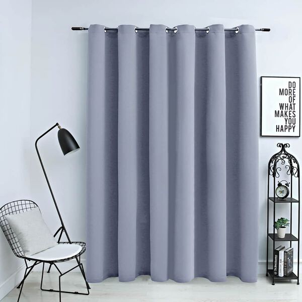 vidaXL Blackout Curtain with Metal Rings Grey 290x245 cm