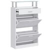 vidaXL Shoe Cabinet with a Drawer and a Top Glass Shelf Wood White