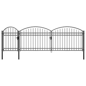 vidaXL Garden Fence Gate "ASSEN" with Arched Top Steel 1,25x5 m Black