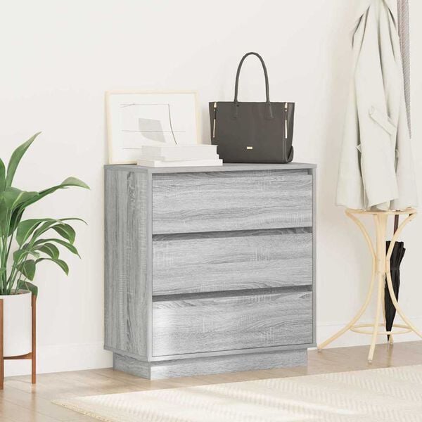 vidaXL Bedside Cabinet Grey 71 x 34.5 x 75 cm Engineered wood