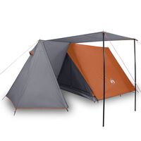 vidaXL Camping Tent 3 Persons Grey&Orange 465x220x170 cm 185T Taffeta