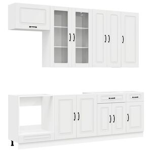 vidaXL Kitchen Unit KALMAR 8 pcs High Gloss White Engineered Wood