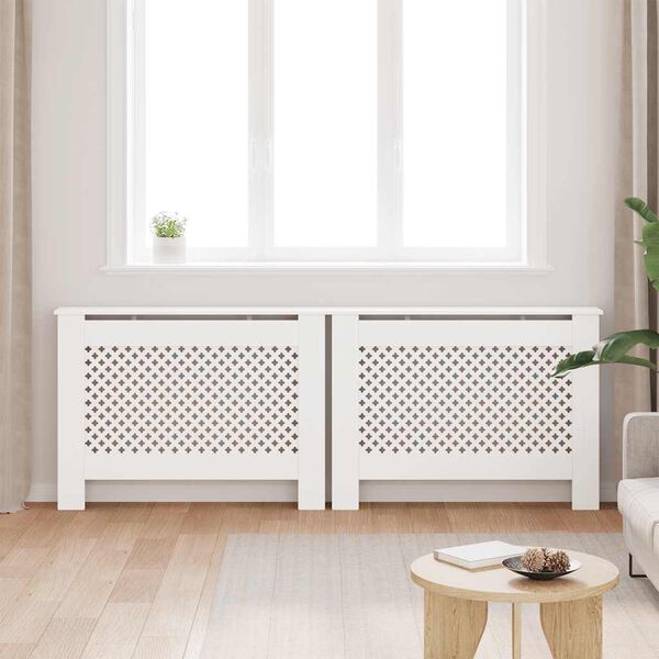 vidaXL Radiator Covers 2 pcs White 112x19x81.5 cm MDF