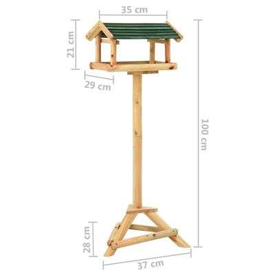 vidaXL Bird Feeder with Stand 37x28x100 cm Solid Fir Wood