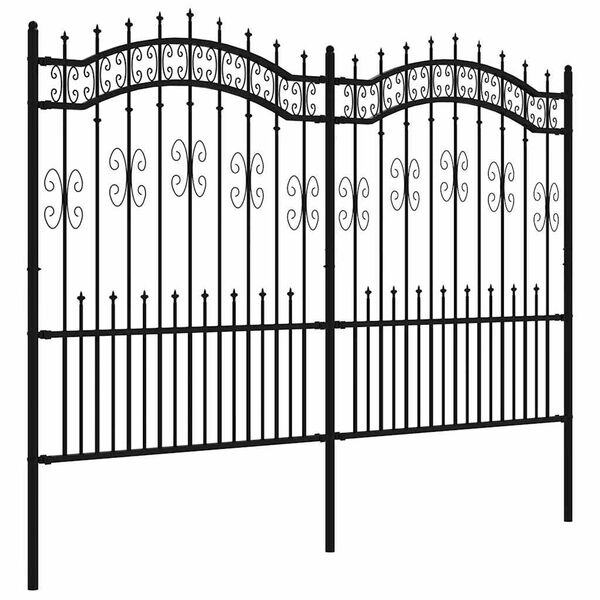 vidaXL Garden Fence Kampen with Spear Top Black 240x150 cm Steel