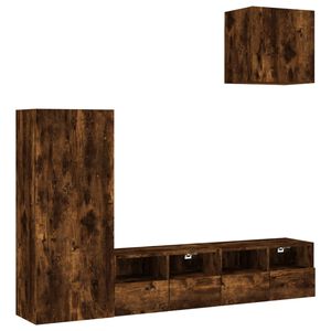 vidaXL 4 Piece TV Wall Units Smoked Oak Engineered Wood