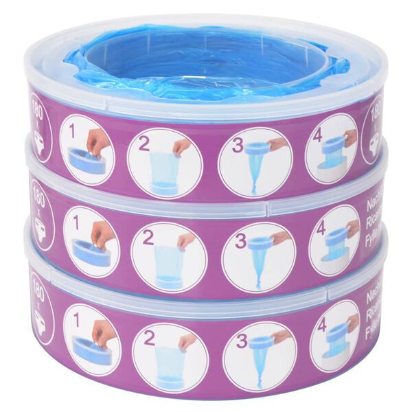vidaXL Refill Cassettes for Angelcare Diaper Genie 3 pcs