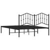 vidaXL Metal Bed Frame without Mattress with Headboard Black 135x190cm