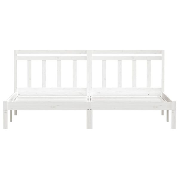 vidaXL Bed Frame without Mattress White Solid Wood 160x200 cm (810028+814105)