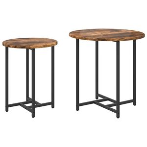 vidaXL Side Table Set 2 pcs Smoked Oak and Black 50 x 50 x 50 cm