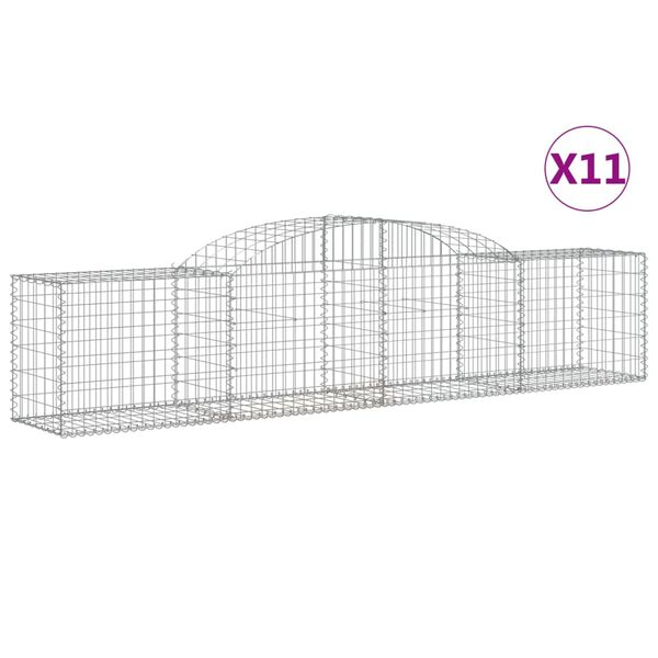 vidaXL Arched Gabion Baskets 11 pcs 300x50x60/80 cm Galvanised Iron
