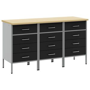 vidaXL Work Cabinet with Drawer 3 pcs Black and Grey 75 x 45 x 85 cm