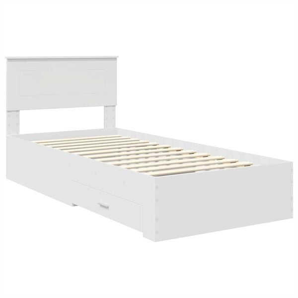 vidaXL Bed Frame White and Silver 75 x 190 cm Engineered Wood