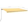 vidaXL Manual Retractable Awning with LED 500x350 cm Yellow and White