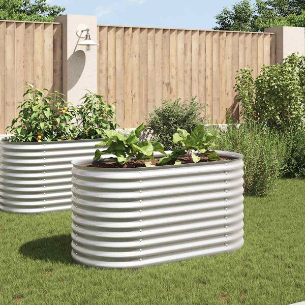 vidaXL Garden Raised Bed 160x80x81 cm Galvanised Steel Silver
