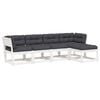 vidaXL 5 Piece Garden Sofa Set with Cushions White Solid Wood Pine