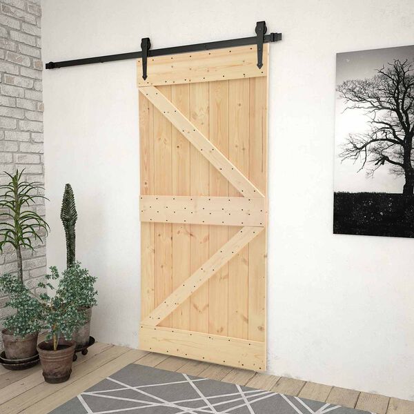 vidaXL Door NARVIK Natural 100 x 210 cm Solid Pine Wood