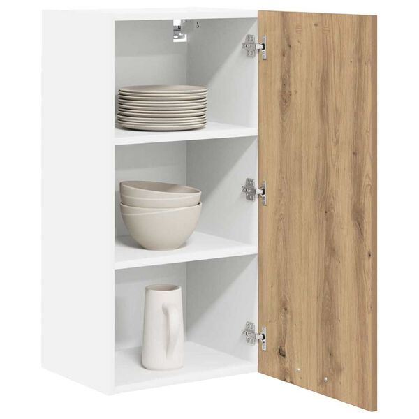 vidaXL Hanging Cabinet with Door Artisan Oak and White 40 x 31 x 80 cm