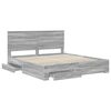 vidaXL Bed Frame with Drawer Grey Sonoma 200 x 200 cm Engineered Wood