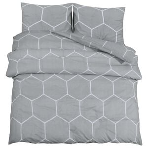 vidaXL Duvet Cover Set Grey and White 155x220 cm Cotton