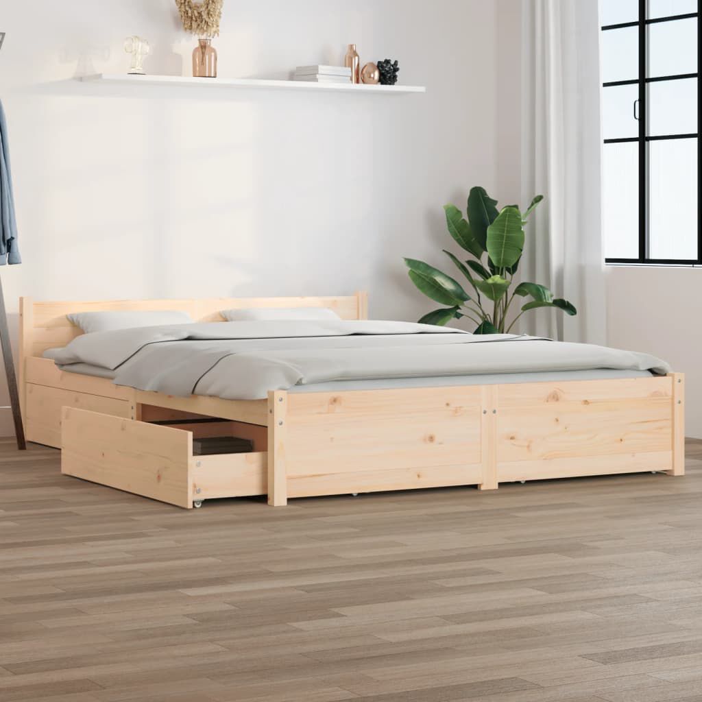 vidaXL Bed Frame without Mattress with Drawers 140x200 cm 815044 814999 vidaXL