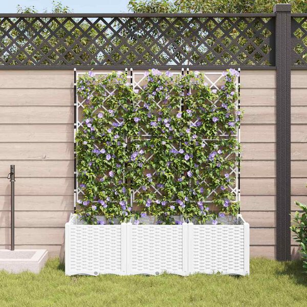 vidaXL Garden Planter 3 pcs White 120 x 40 x 143 cm Steel
