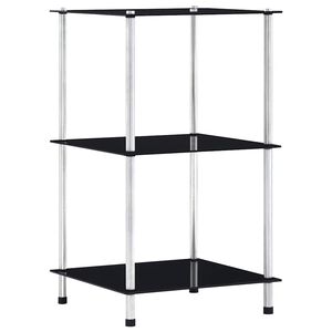 vidaXL 3-Tier Shelf Black 40x40x67 cm Tempered Glass