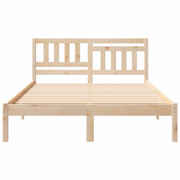 vidaXL Bed Frame with Headboard Brown 120 x 190 cm Solid Pine Wood