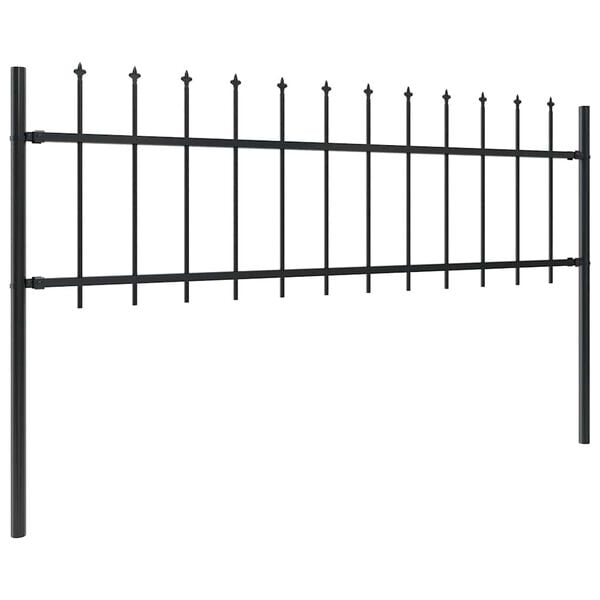 vidaXL Garden Fence Woerden with Spear Top Steel 181x60 cm Black
