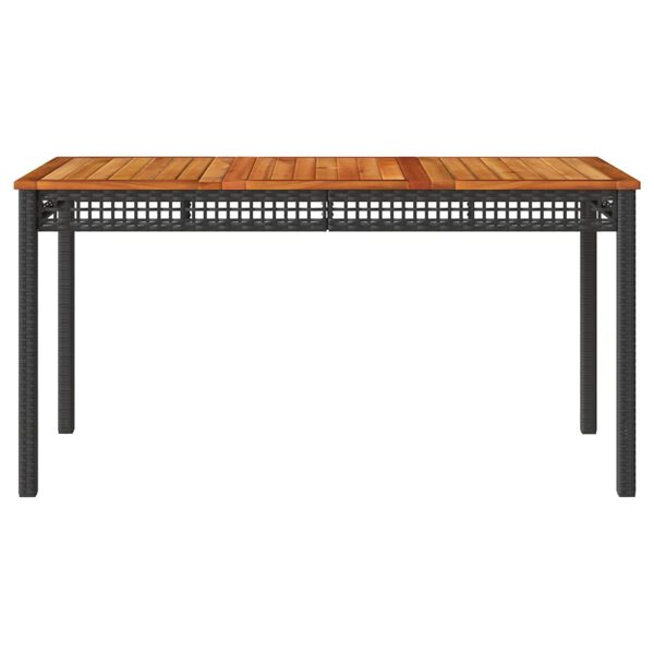 vidaXL Garden Table Black 140x80x75 cm Poly Rattan Acacia Wood