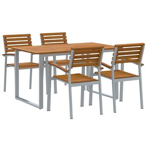 vidaXL Garden Dining Set 5 pcs Grey Solid Acacia Wood