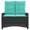 vidaXL Reclining Garden Bench with Cushions Black Poly Rattan
