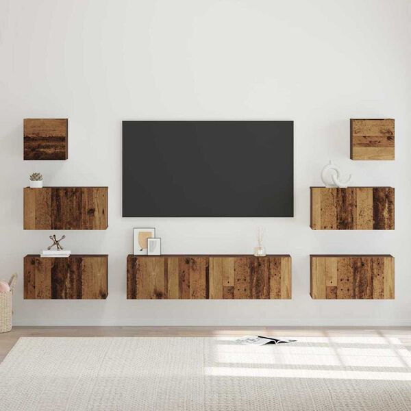 vidaXL TV Cabinet Set Wall-mounted 8 pcs Old Wood Engineered Wood