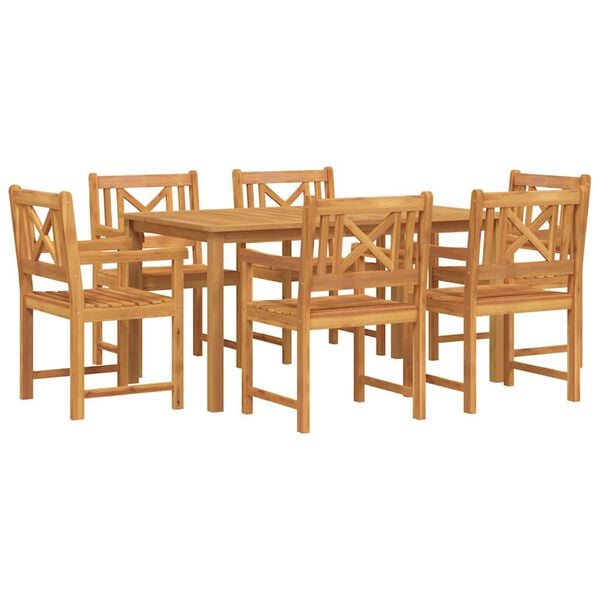 vidaXL Garden Dining Set 7 pcs Brown Solid Acacia Wood